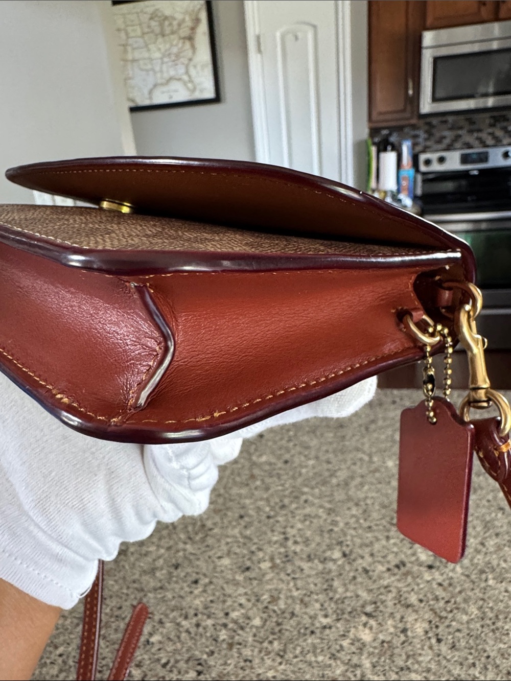 😘Coach Brown Leather & Signature Canvas Crossbody No C5362 - Picture 12 of 14
